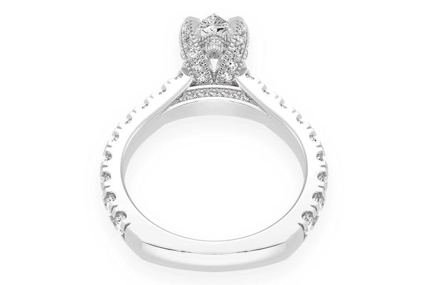 Thinn - 1.50ct Pear Solitaire - Single Row Scallop - Diamond Engagement Ring - All Natural