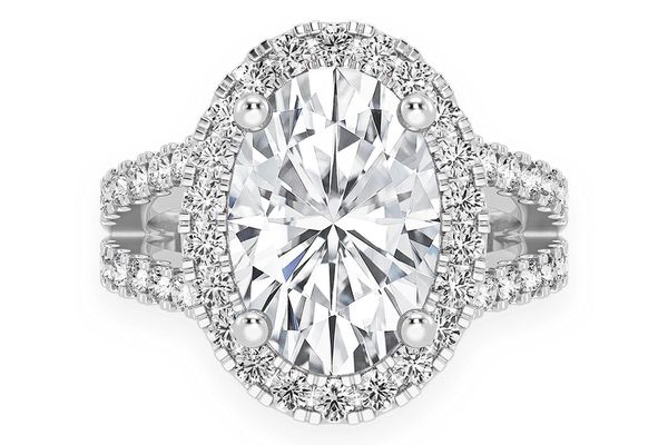 3.00ct Oval Solitaire - Two Row Split - Diamond Engagement Ring - All Natural Vs Diamonds