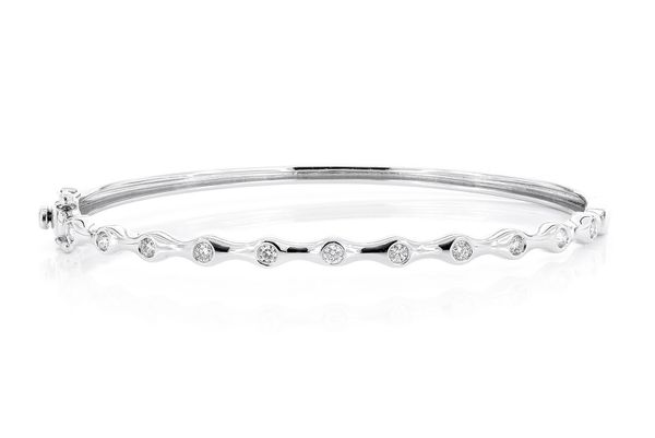 Bamboo Diamond Bangle Bracelet 0.35ctw 14k Solid White Gold