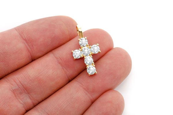 Extra Large Rocks Cross Diamond Pendant 14k Solid Gold 1.50ctw