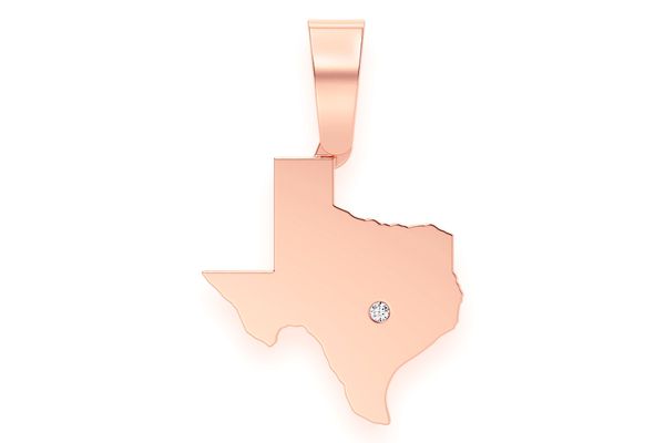 Austin Texas Pendant Solid Gold 14k .01ctw