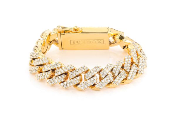 13MM Raised Cuban Link Bracelet 14k   11.50ctw