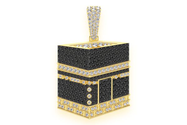 Kaaba Black & White Diamond Pendant 14k Solid Gold 2.60ctw