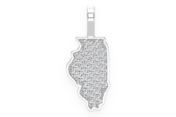 Illinois State Diamond Pendant 14k Solid Gold 0.25ctw