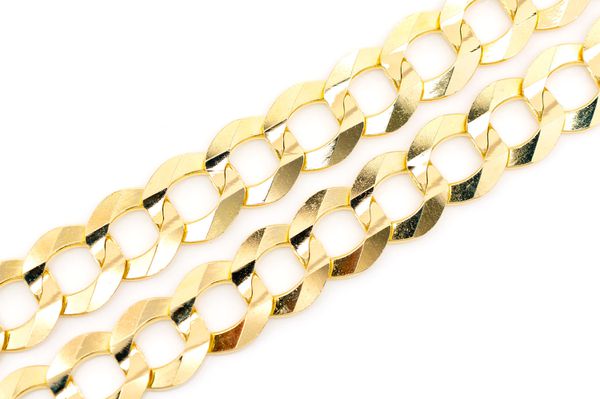 14MM Flat Curb Link 14k Solid Gold Chain