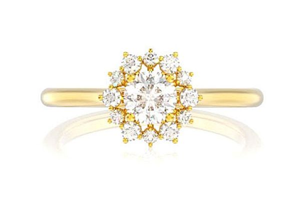 0.45ctw Flower Burst - Diamond Engagement Ring - All Natural 