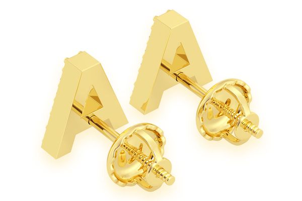 Alphabet Stud Diamond Earrings 14k Solid Gold 0.10ctw