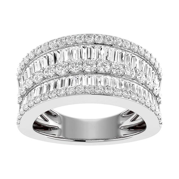 Round And Baguette Wide Diamond Band 14k Solid Gold (rn-412061)