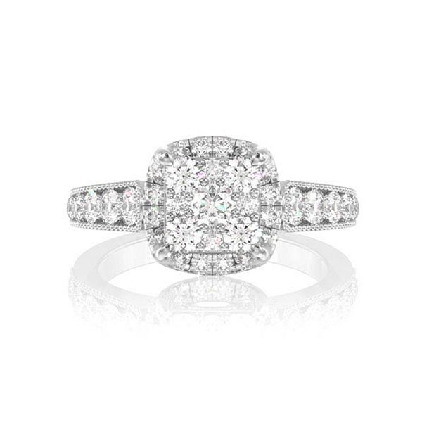 1.00ctw Square Pave Center - Diamond Engagement Ring - All Natural 