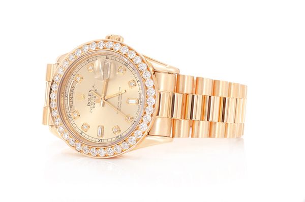 Rolex Day Date 36MM 18k Yellow Gold (18038) - 2.75ctw Diamond Bezel