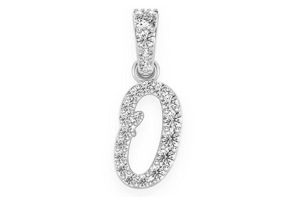 Painter Letter O Diamond Pendant 14k Solid Gold 0.20ctw