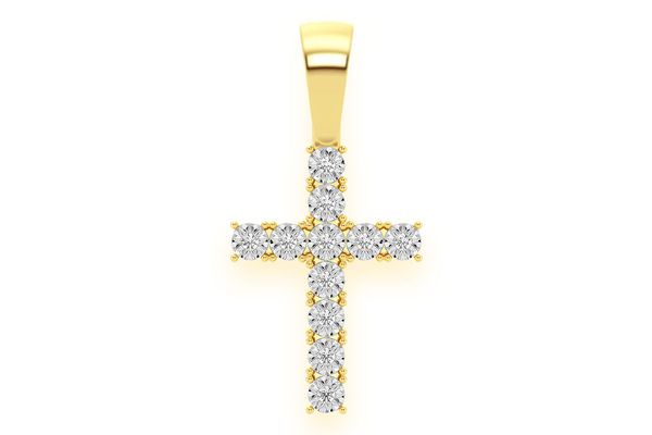 Miracle Set Cross Diamond Pendant 14k Solid Gold 0.15ctw