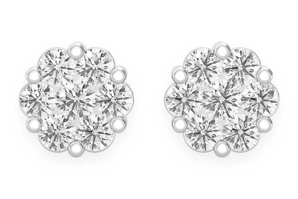 0.50ctw Flower Stud Diamond Earrings 14k Solid Gold