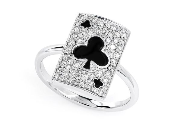 Club Playing Card Diamond Ring 14k Solid Gold 0.50ctw 