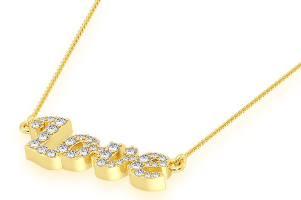 Script Love Necklace Diamond Pendant 14k Solid Gold