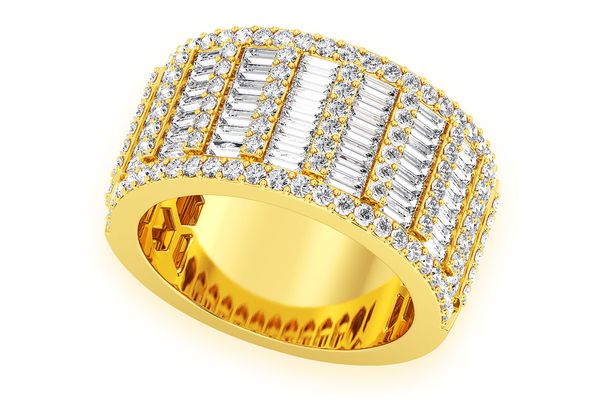 Super Baguette & Round Diamond Band 14k Solid Gold 2.75ctw 