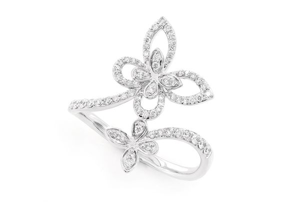 Butterfly Diamond Ring 14k Solid Gold 0.30ctw