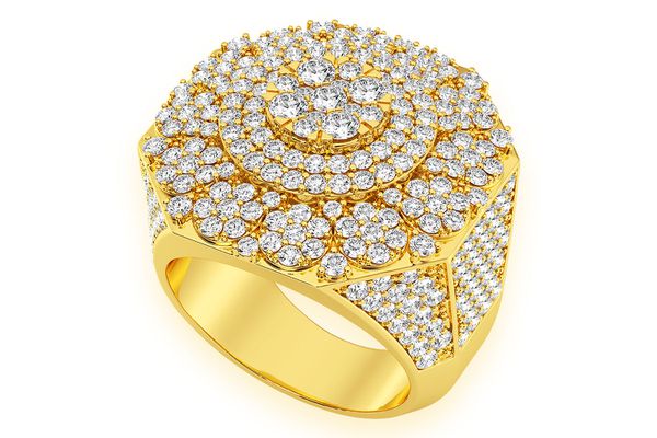 Multi Halo Signet Diamond Ring 14k Solid Gold 5.00ctw