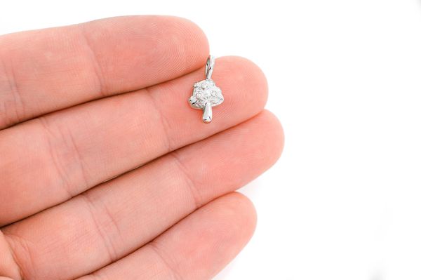 Mushroom Diamond Pendant 14k Solid Gold .02ctw