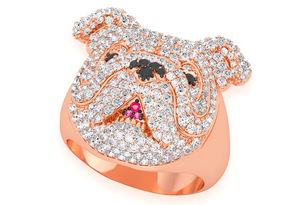 Bulldog Signet Diamond Ring 14k Solid Gold 1.40ctw