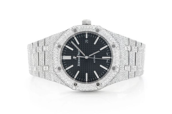 Audemars Piguet Royal Oak Steel - 21.25ctw Fully Iced Out