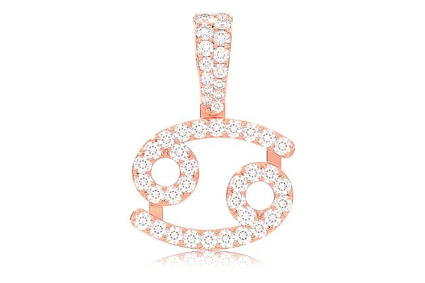 Cancer Zodiac Diamond Pendant 14k Solid Gold 0.87ctw