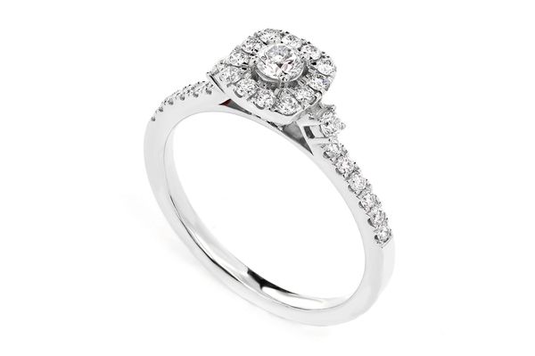 Single Band Diamond Halo Engagement Ring - All Natural - 14k Solid Gold - 1.00ctw