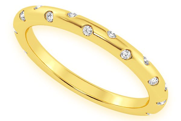 Gypsy Set Diamond Band 14k Solid Gold 0.15ctw