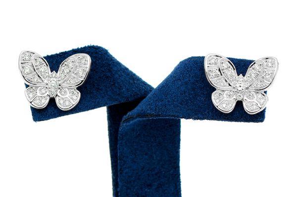 Intricate Butterfly Stud Diamond Earrings 14k Solid Gold 0.35ctw