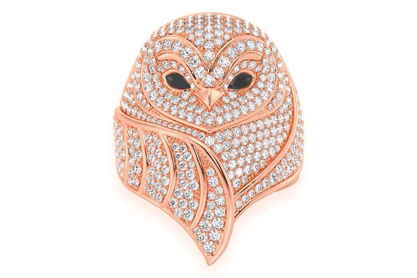 Owl Diamond Ring 14k Solid Gold 3.00ctw