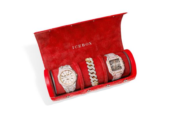 Icebox Leather 3 Watch Travel Case Red