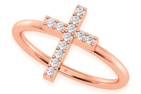 Cross Diamond Ring 14k Solid Gold 0.10ctw