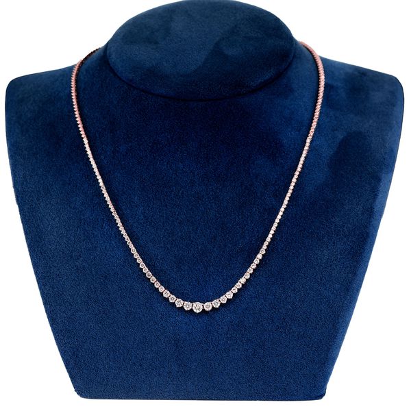 Graduated Diamond Riviera Necklace 14k Solid Gold 3.00ctw