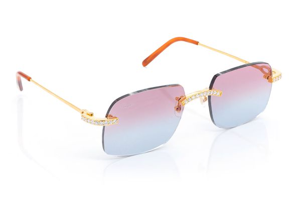 Cartier Glasses Iced Out Diamond Rimless - 2.50ctw - Yellow Gold