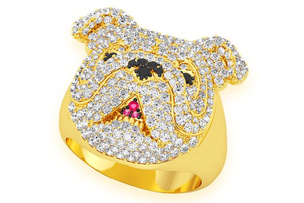 Bulldog Signet Diamond Ring 14k Solid Gold 1.40ctw