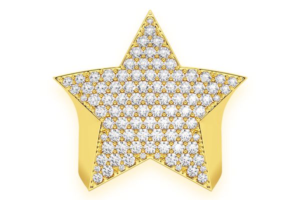 Star Signet Ring 14k Solid Gold 2.25ctw