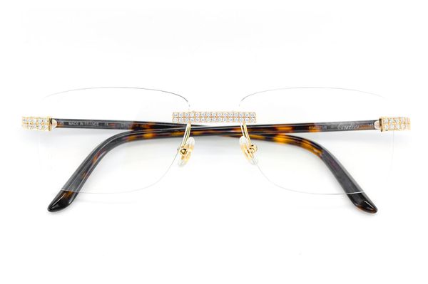 Cartier Glasses Iced Out Diamonds Rimless - 2.00ctw - Yellow Gold