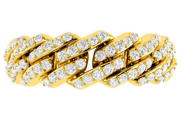 Graduated Raised Cuban Link Diamond Ring 0.50ctw 14k Solid Gold