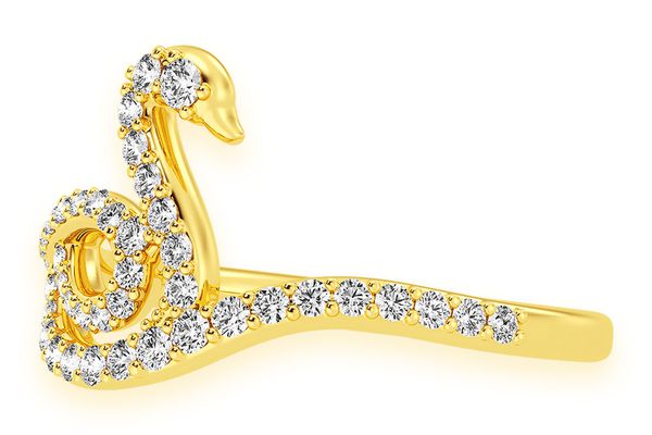 Full Body Swan Diamond Ring 14k Solid Gold 0.33ctw