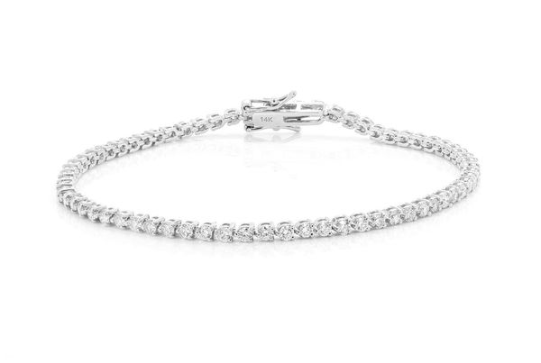 3pt Prong Set Diamond Tennis Bracelet 14k Solid Gold 2.50ctw