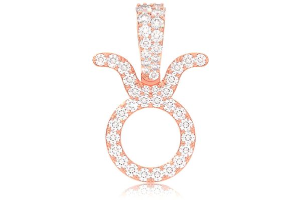 Taurus Zodiac Diamond Pendant 14k Solid Gold 0.75ctw 