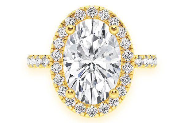 Thav - 3.00ct Oval Solitaire - Scallop Halo One Row - Diamond Engagement Ring - All Natural Vs Diamonds