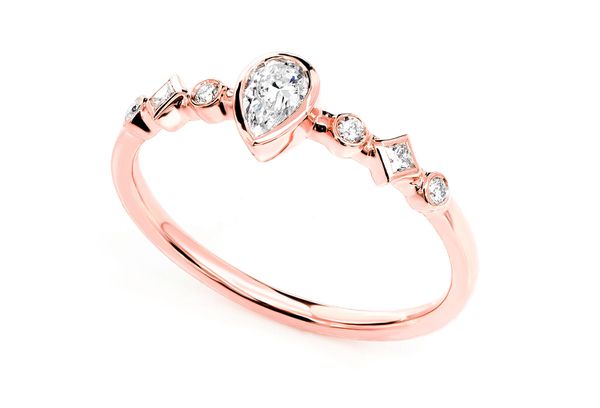 0.30ctw Diamond Pear Bezel Geometric Shank Engagement Ring - All Natural