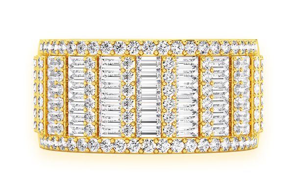 Super Baguette & Round Diamond Band 14k Solid Gold 2.75ctw 