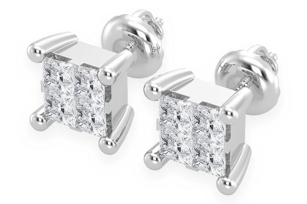 1.00ctw Quad Stud Diamond Earrings 14k Solid Gold 