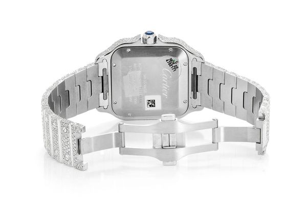 Cartier Santos De Cartier Steel 40MM (4072) - 20.50ctw Fully Iced Out