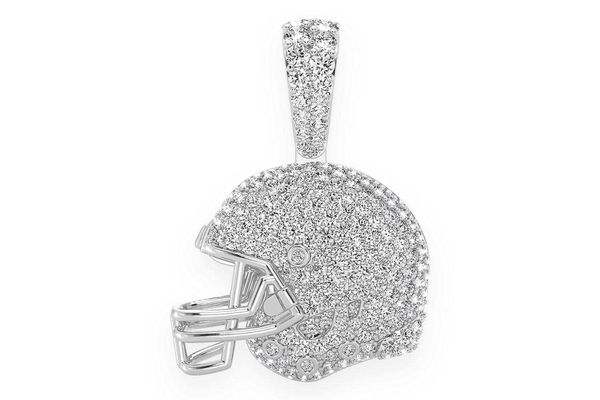 Football Helmet Diamond Pendant 14k Solid Gold 1.50ctw