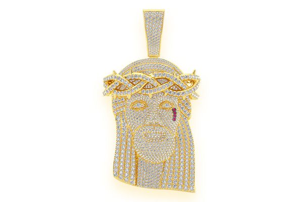 Jesus Of Nazareth Diamond Pendant 14k Solid Gold 22.25ctw