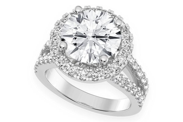 3.00ct Round Solitaire - Two Row Split - Diamond Engagement Ring - All Natural Vs Diamonds