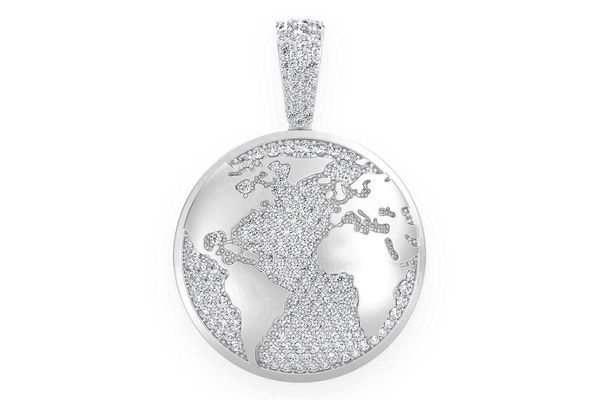 Globe Diamond Pendant 14k Solid Gold 1.33ctw